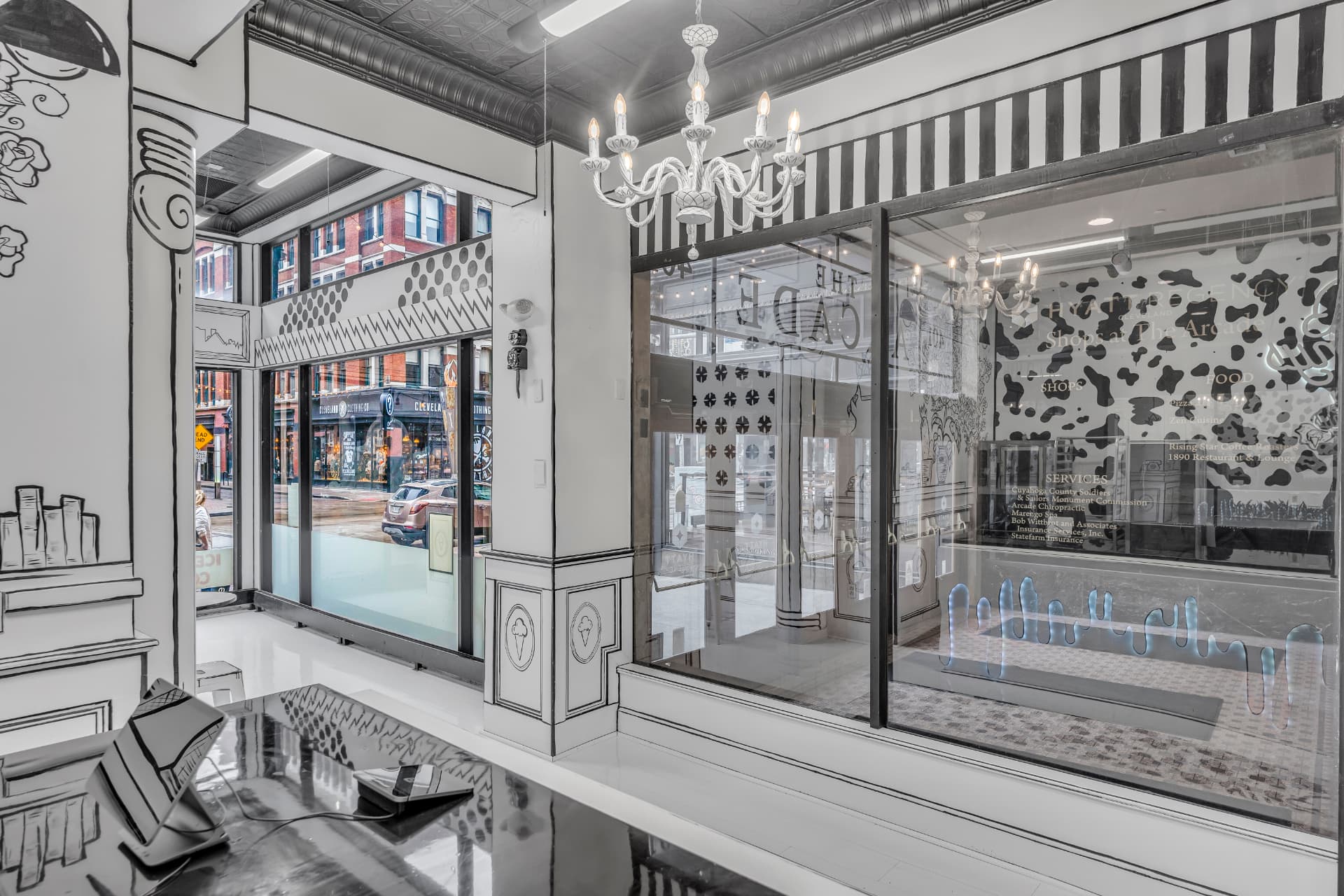 View from inside Pammy's out to Euclid Avenue and into the Arcade