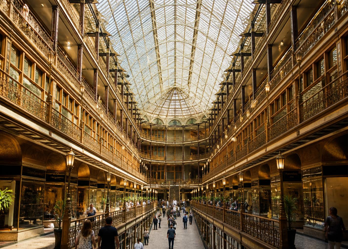Interior of the historic Cleveland Arcade at 401 Euclid Avenue, where Pammy's Ice Cream is located